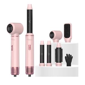 Pink 5 in-1 Women Hair Styling Set - Multi-Function Dryer & Curling Attachments